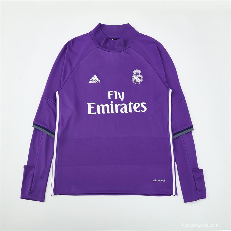 Retro 16/17 Real Madrid Purple Half Zipper Jacket