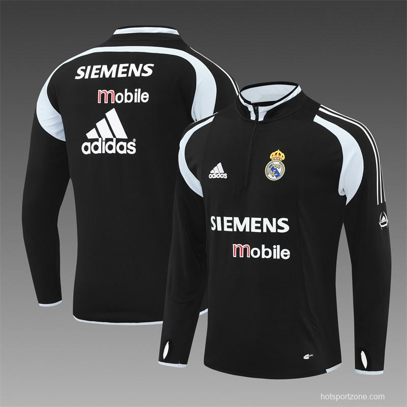 Retro 04/05 Real Madrid Black Half Zipper Jacket