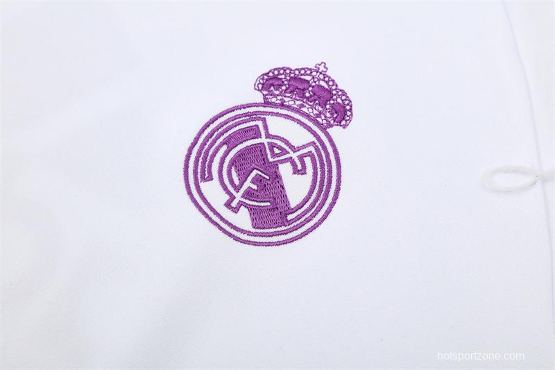 Retro 16/17 Real Madrid White Half Zipper Jacket