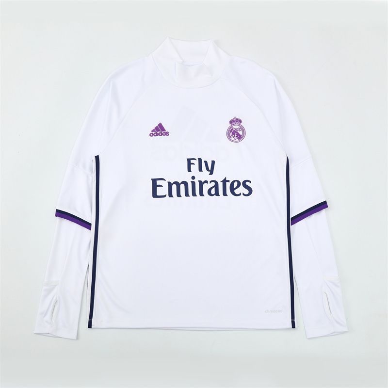 Retro 16/17 Real Madrid White Half Zipper Jacket