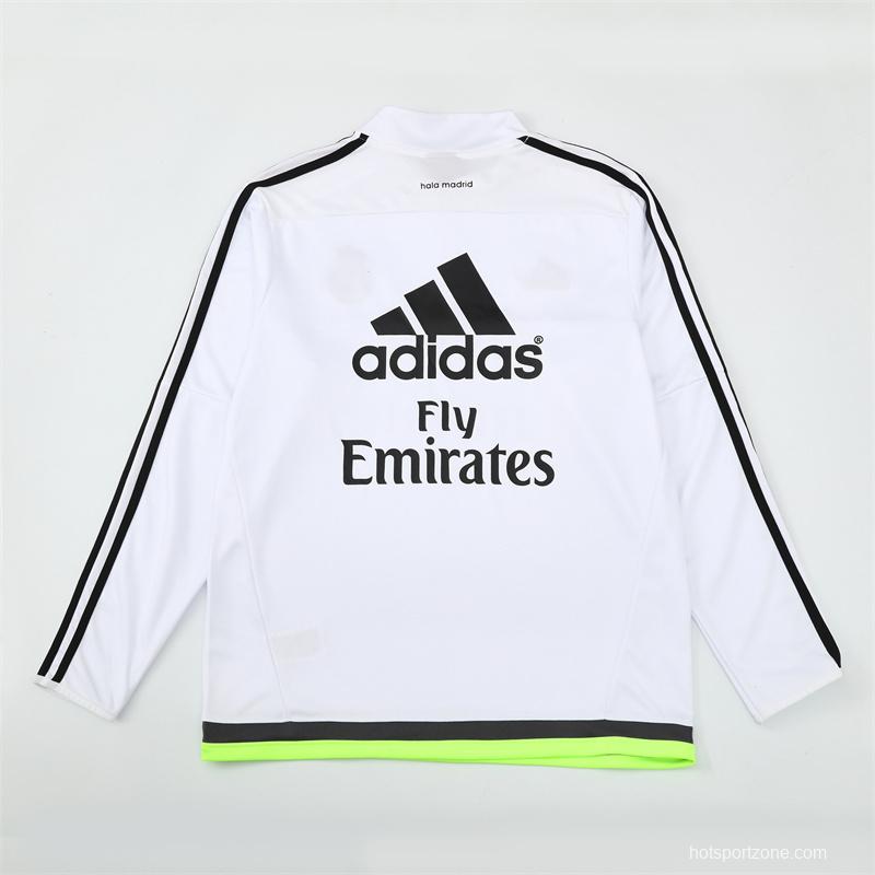 Retro 15/16 Real Madrid White Half Zipper Jacket+Long Pants