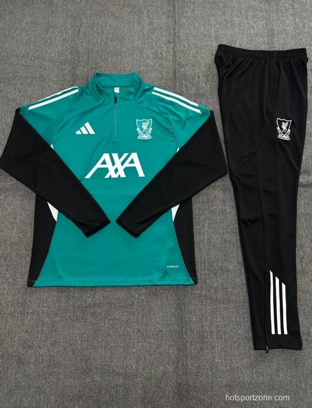 25/26 Kids Liverpool Green Half Zipper Jacket+Long Pants
