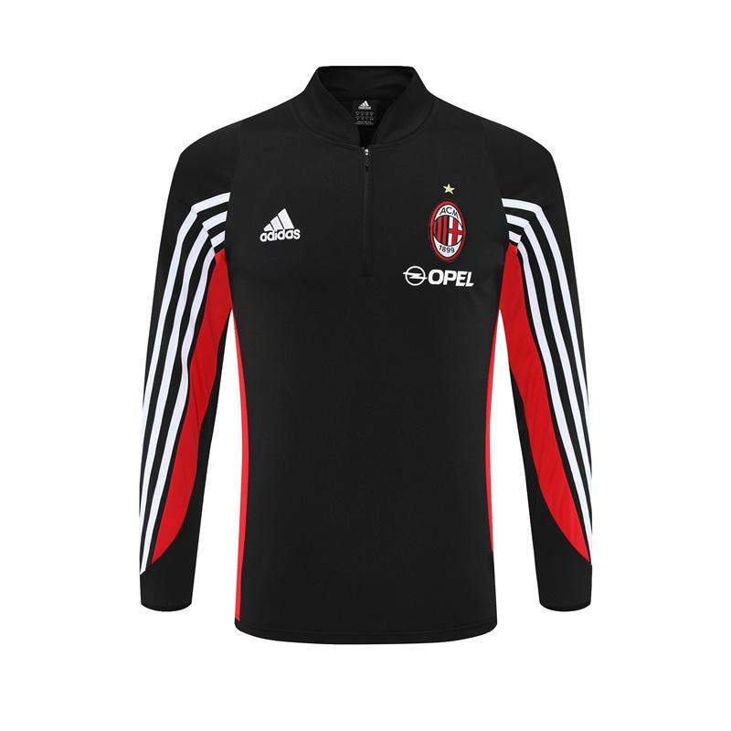 Retro 03/04 AC Milan Black Half Zipper Jacket+Long Pants