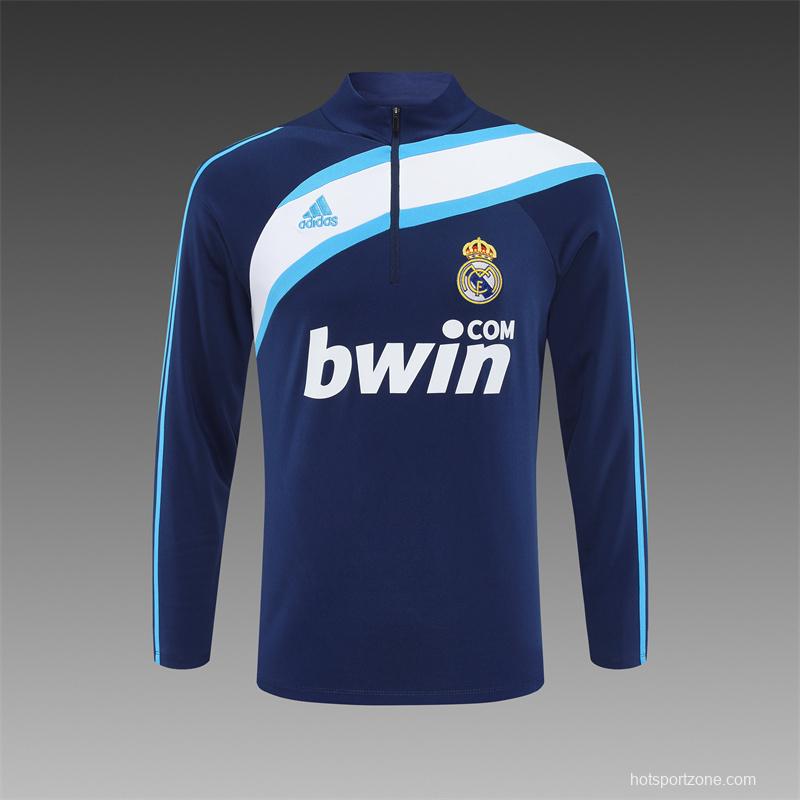 Retro 09/10 Real Madrid Royal Blue Half Zipper Jacket