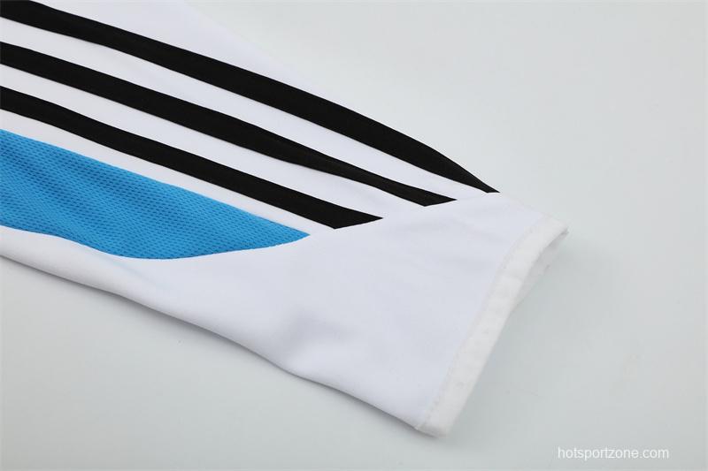 Retro 03/04 Real Madrid White Half Zipper Jacket+Long Pants