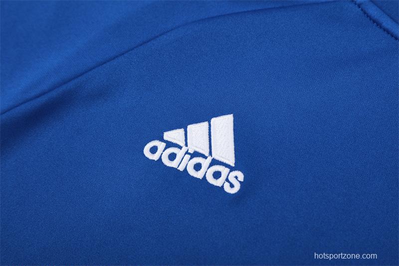 Retro 13/14 Real Madrid Color Blue Half Zipper Jacket+Long Pants