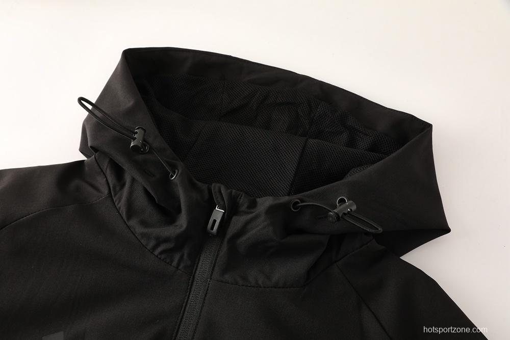 25/26 Adidas Black Hoodie Full Zipper Jacket + Long Pants