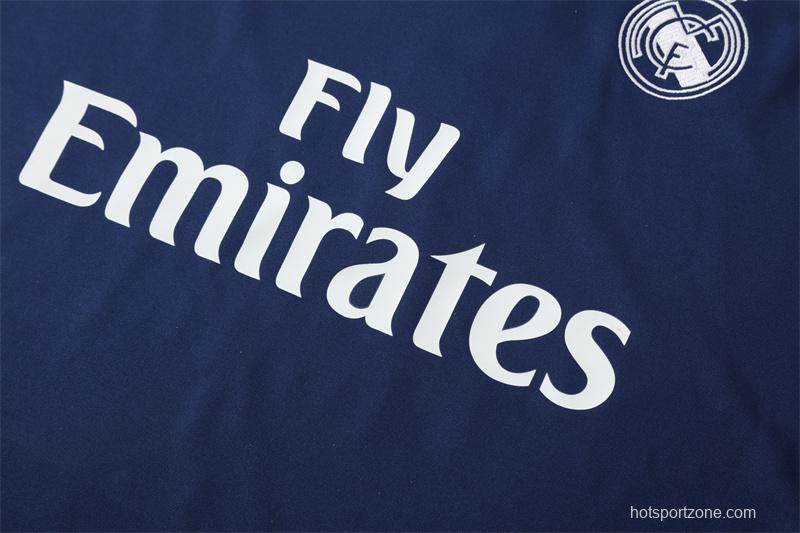 Retro 16/17 Real Madrid Royal Blue Half Zipper Jacket+Long Pants