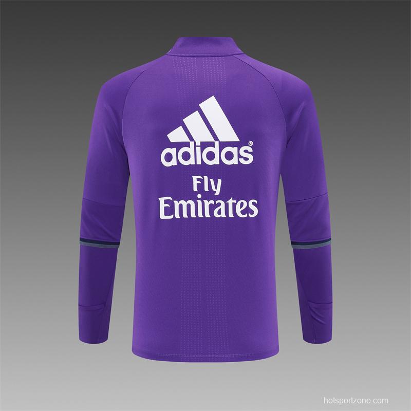Retro 16/17 Real Madrid Purple Half Zipper Jacket