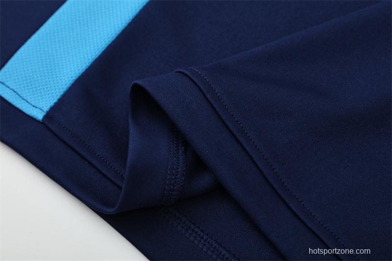 Retro 03/04 Real Madrid Royal Blue Half Zipper Jacket+Long Pants