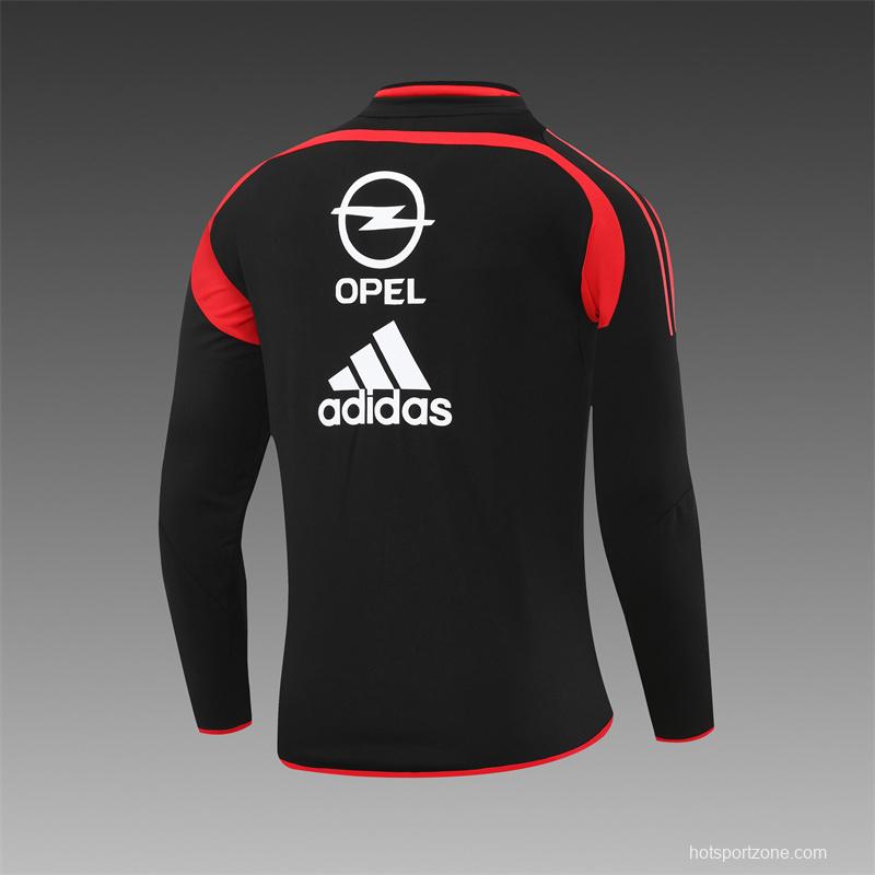 Retro 04/05 AC Milan Black Half Zipper Jacket+Long Pants