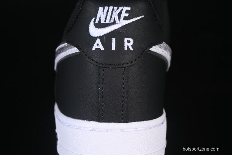 Nike Air Force 1'07 Low Black White Cracked Leather Casual Sneakers - ZH0316-118