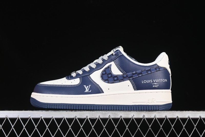 Nike Air Force 1 '07 Low LV Collaboration Navy Blue Cashew Flower Casual Sneakers - JP8028-009