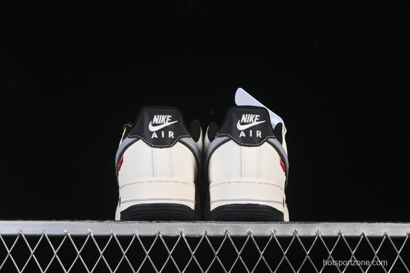 Nike Air Force 1'07 Low Beige Gray Black Letter Casual Sneakers - JS8028-018