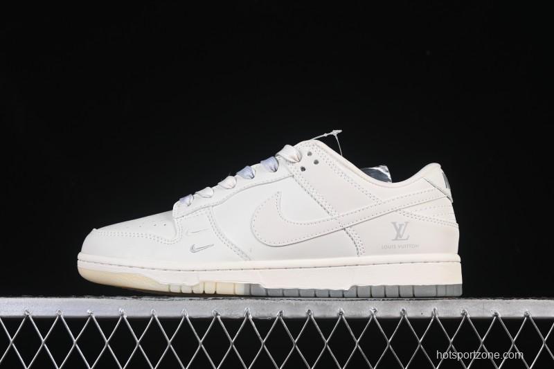 Nike SB Dunk Low LV Collaboration Beige Gray Double Swoosh Crystal Sole Anniversary Custom Low-Top Casual Skate Shoes - XX3168-190