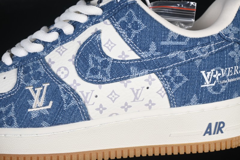 Nike Air Force 1 '07 Low LV Collaboration White Navy Blue Casual Sneakers - YF9511-813