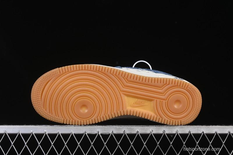 Nike Air Force 1 '07 Low LV Collaboration White Navy Blue Casual Sneakers - YF9511-813