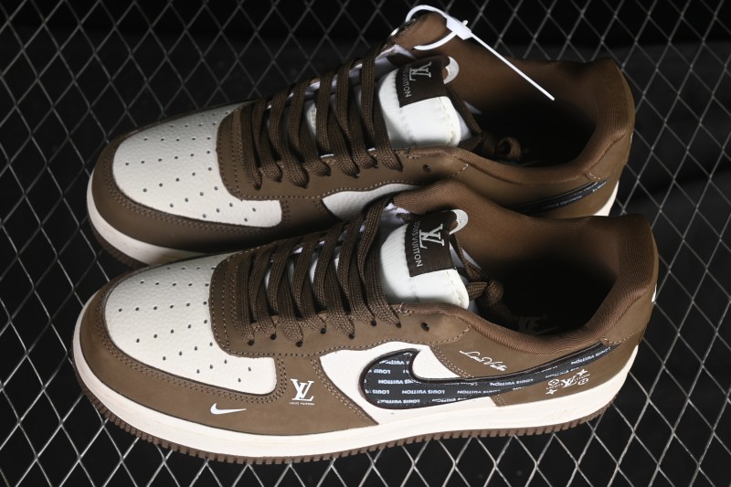 Nike Air Force 1 '07 Low LV Collaboration Military Green Silver Black Casual Sneakers - DK0188-086