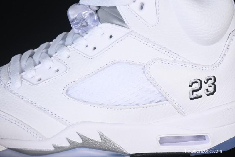 Nike Air Jordan 5 Retro White Metallic Basketball Shoes - HQ7978-103