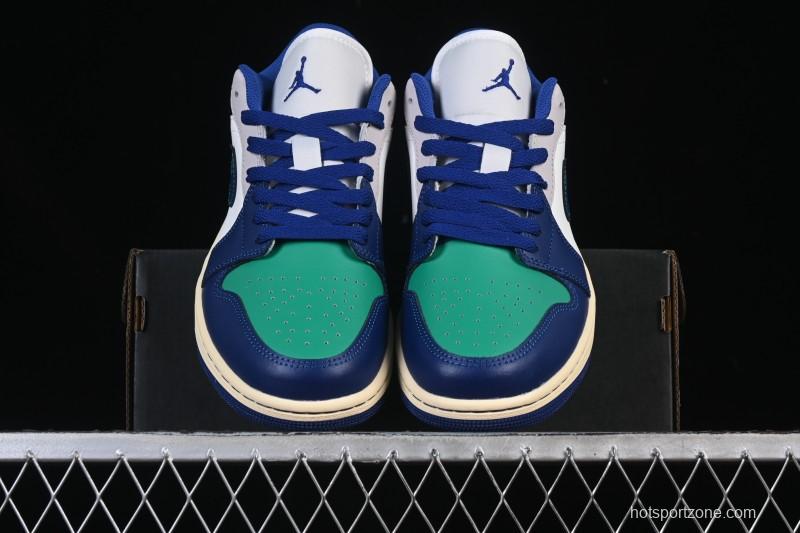 Nike Air Jordan 1 Low AJ1 Blue Green Colorway Low-Top Casual Skate Shoes - 553558-147