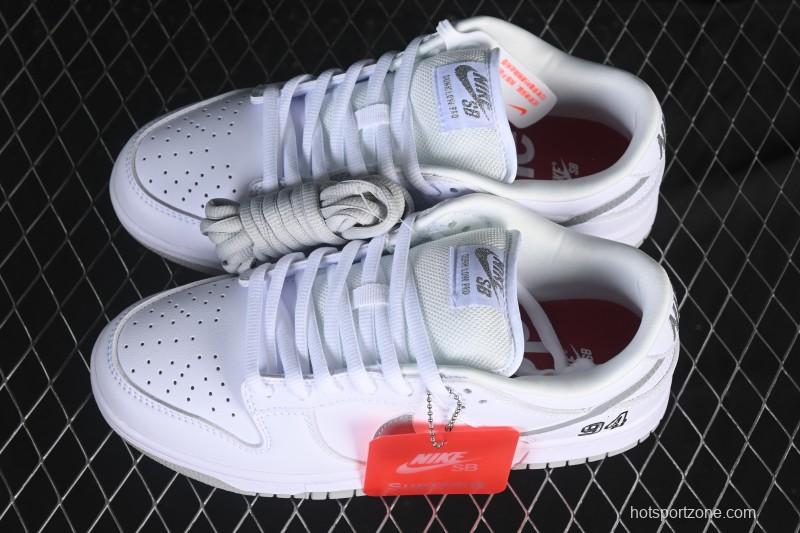 Nike Supreme x Dunk SB Dunk Low White Low-Top Casual Skate Shoes - HQ8487-100