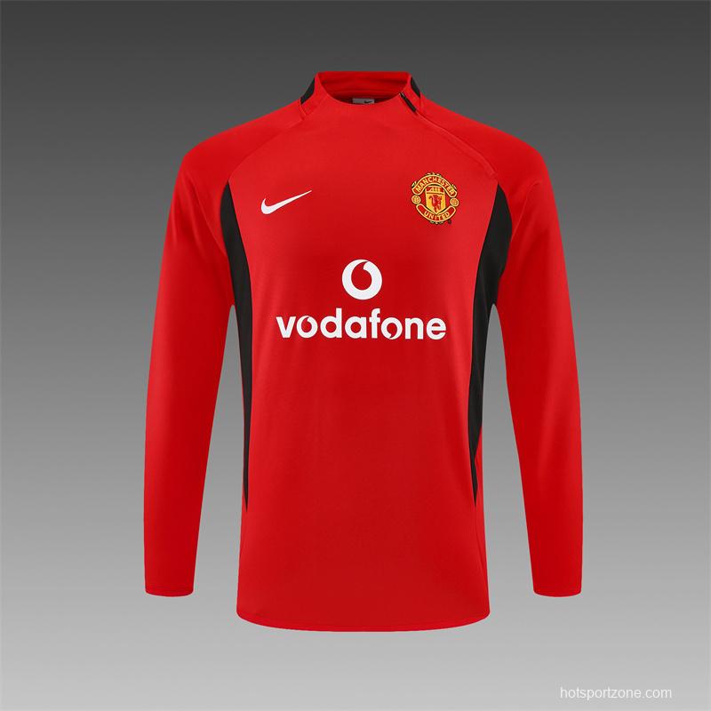 Retro 02/03 Manchester United Red Half Zipper Jacket