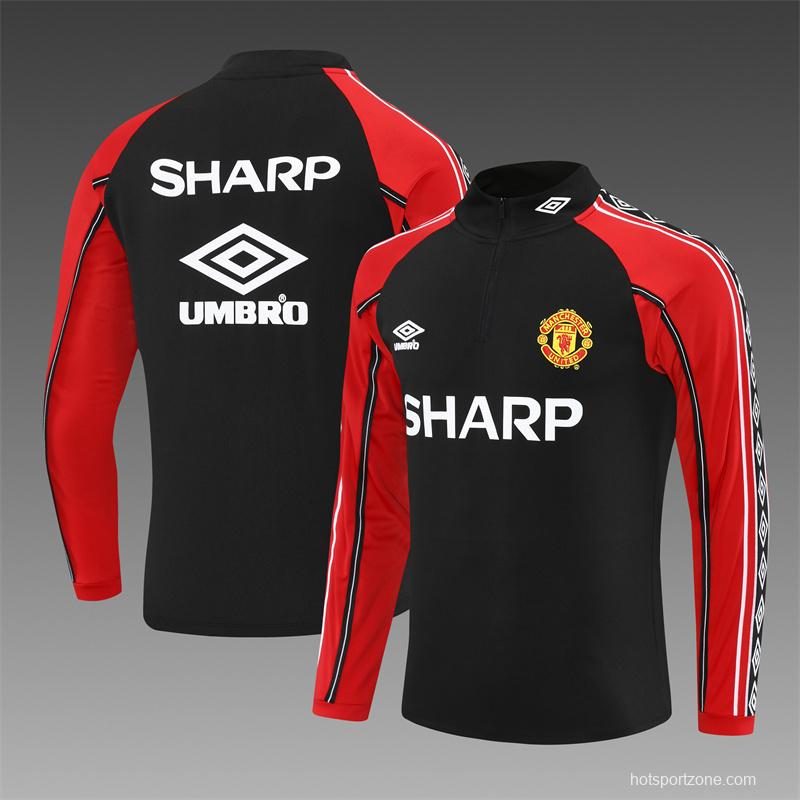 Retro 98/99 Manchester United Black Half Zipper Jacket