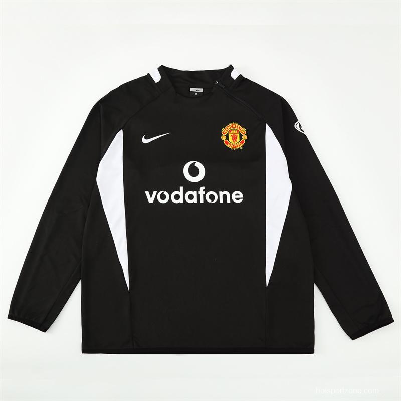 Retro 02/03 Manchester United Black Half Zipper Jacket+Long Pants