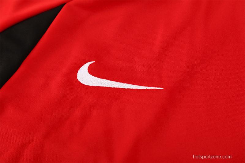 Retro 02/03 Manchester United Red Half Zipper Jacket+Long Pants