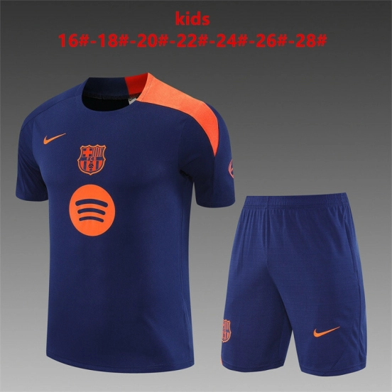25/26 Kids Barcelona Royal Blue T90 Short Sleeve Jersey+Shorts