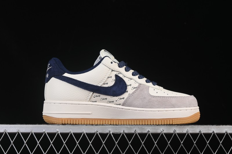 Nike Air Force 1 '07 Low Stussy Collaboration Casual Sneakers with Full-Length Air Cushion - JS8028-016