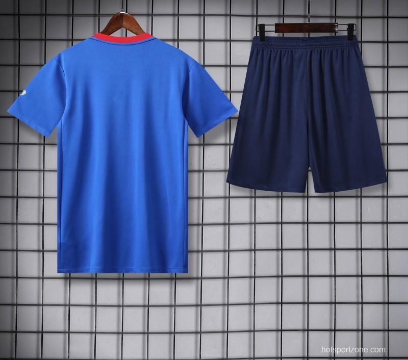 25/26 PSG Red/Blue Short Sleeve Jersey+Shorts