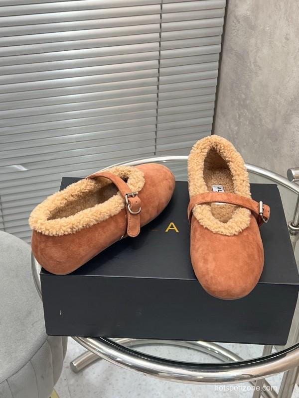 Alaia Fall/Winter 2025 Wool Mary Jane Ballet Flats - KFY00310