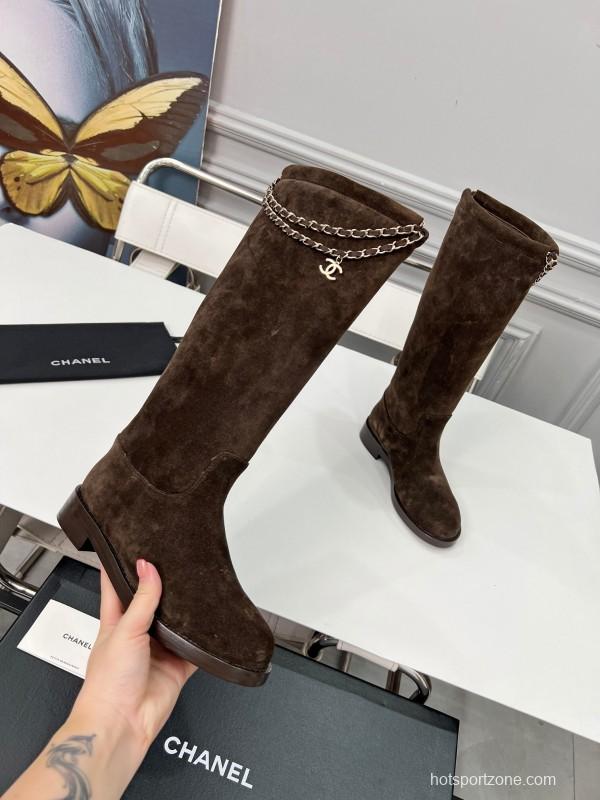 Chanel 2025/SS Quilted Leather Chain CC Four-Leaf Clover Flat Ankle Boots - LY00510