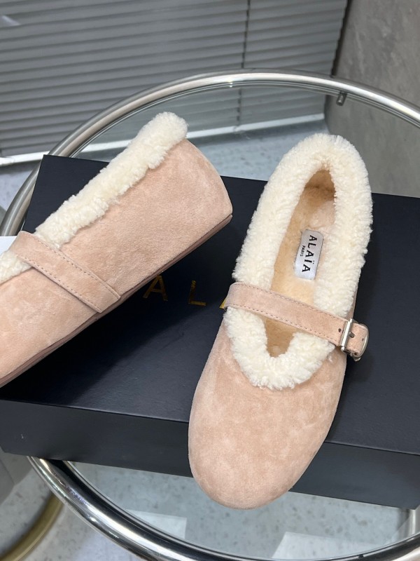 Alaia Fall/Winter 2025 Wool Mary Jane Ballet Flats - KFY00310