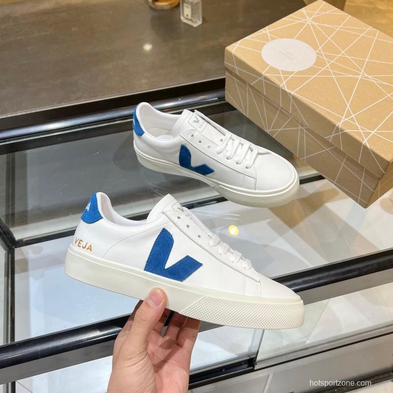 VEJA Classic White Sneakers V Logo Lace-Up Retro Flat Platform Casual Sports Shoes - LY00220