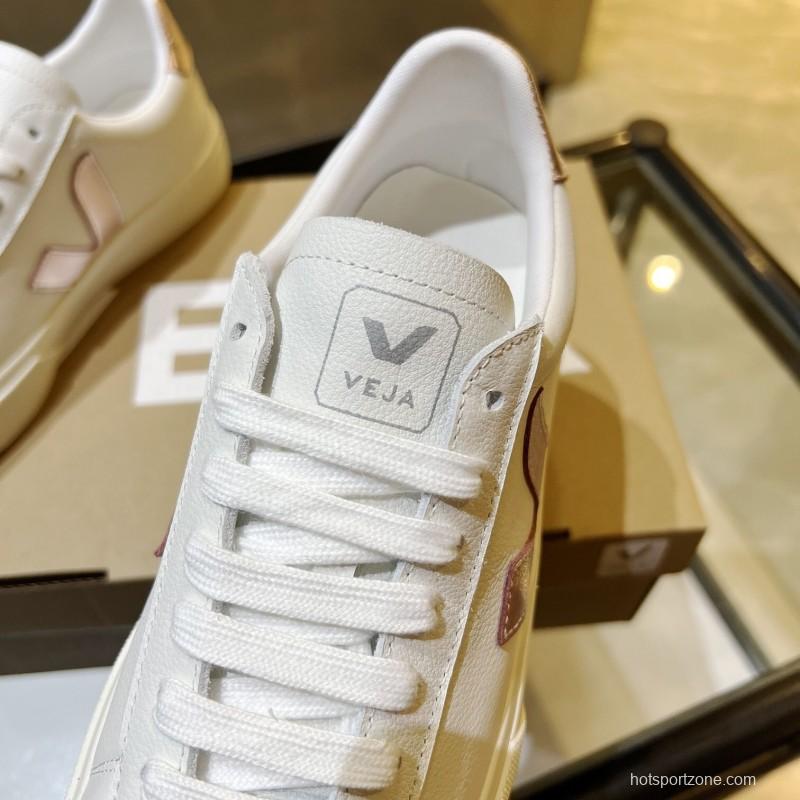 VEJA Classic White Sneakers V Logo Lace-Up Retro Flat Thick Sole Casual Sports Shoes - LY00220/LY00230