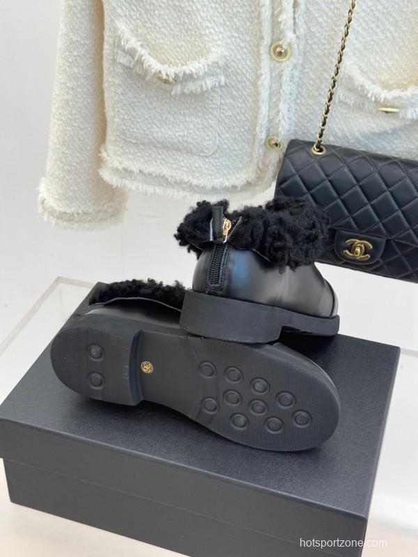 Chanel 2025/SS Double C Color-Block Shearling Snow Boots - KFY00270