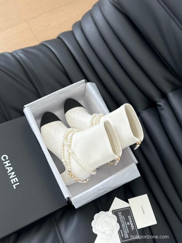 Chanel 2025/SS Haute Couture Pearl Collection Mary Jane Ankle Boots - LY00360
