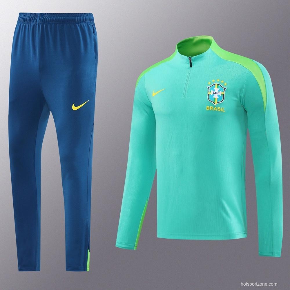 2025 Brazil Lake Green Half Zipper Jacket+Long Pants