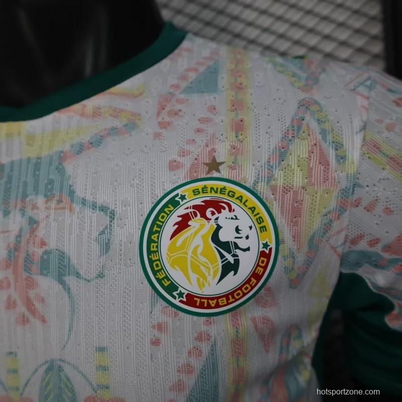 25/26 Player Version  Senegal Away White with African Traditional Pattern Jersey
