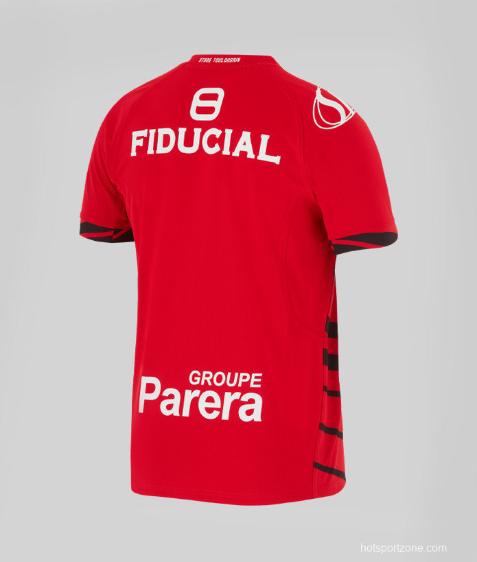 25/26 Stade Toulousain Red with Black Diagonal Stripes Jersey