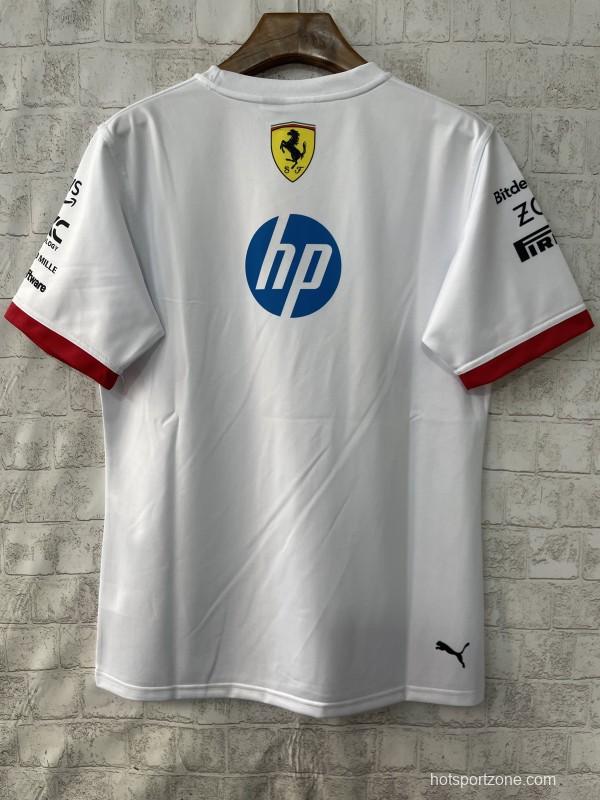 2025 F1 Scuderia Ferrari F1 Team White with Red Trim Crew T-Shirt