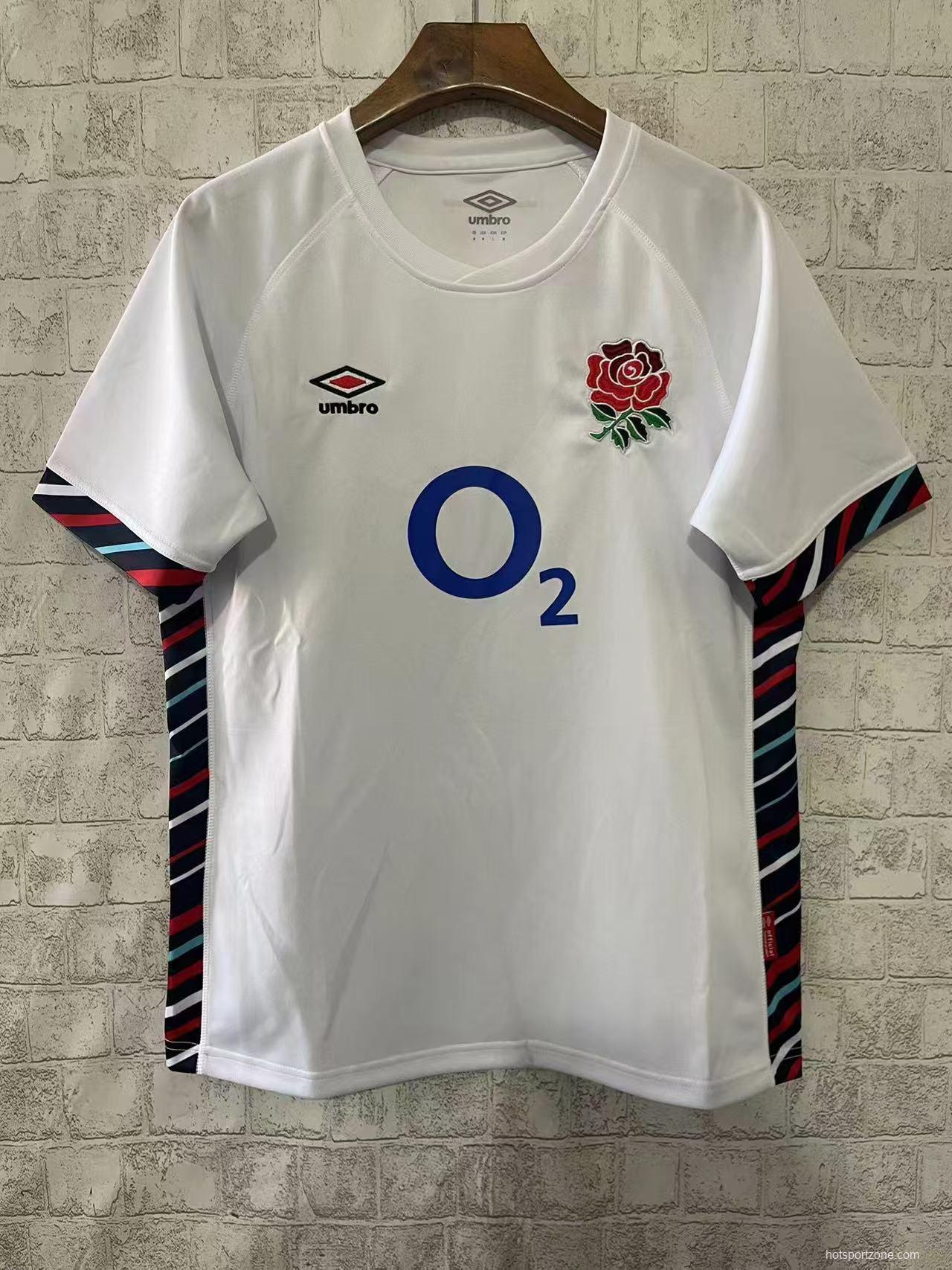 2025 England White with Diagonal Stripe Pattern Home Jersey