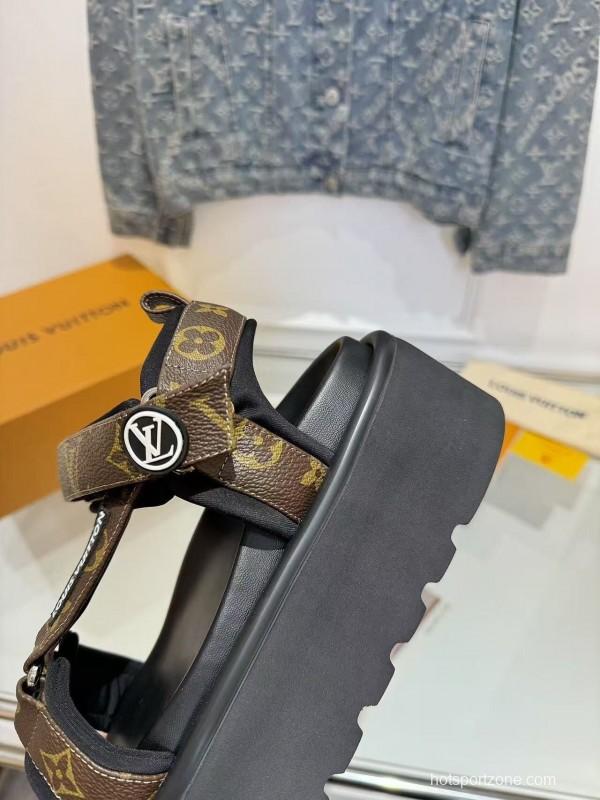 LV 2025/SS Latest High-End Fashion Versatile Flat Platform Sandals - LY00