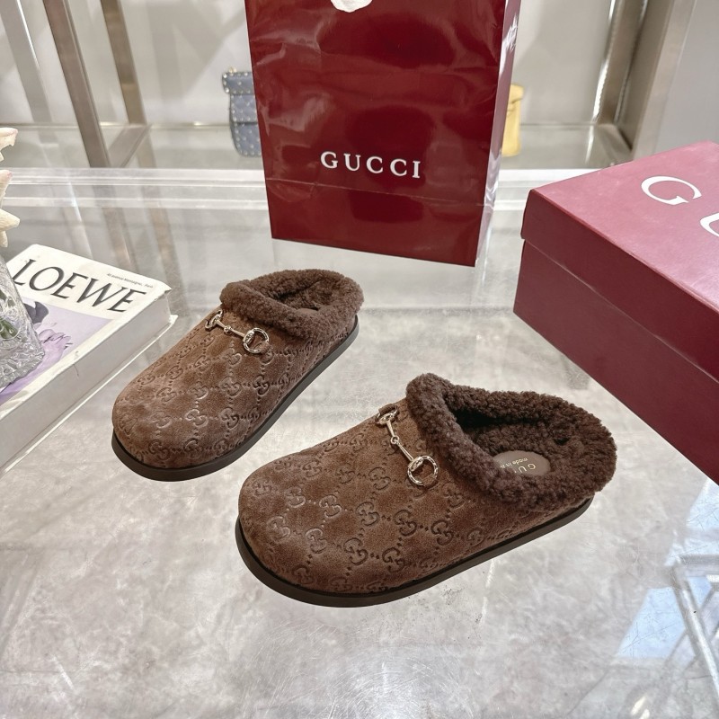 Gucci 2025 SS Autumn Winter New Suede Leather Horsebit Detail Women Wool Loafers - LY00260