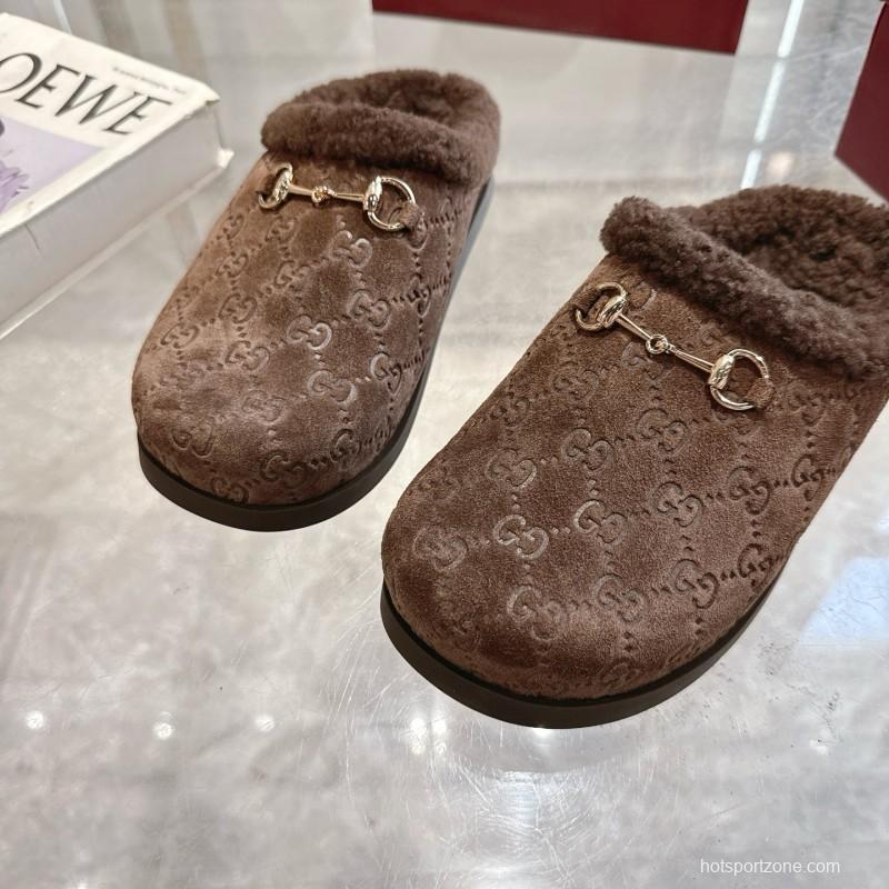 Gucci 2025 SS Autumn Winter New Suede Leather Horsebit Detail Women Wool Loafers - LY00260