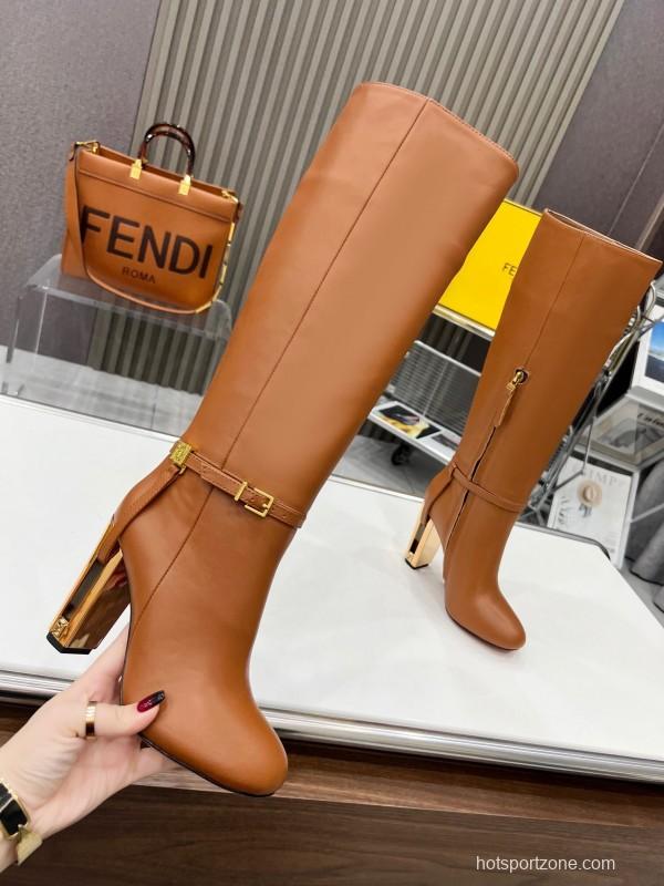 FENDI Delfina Round Toe Boots with FF Buckle - LY00520