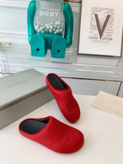 Marni 2025/ss Mule Shoes with Pony Hair Design - LY00