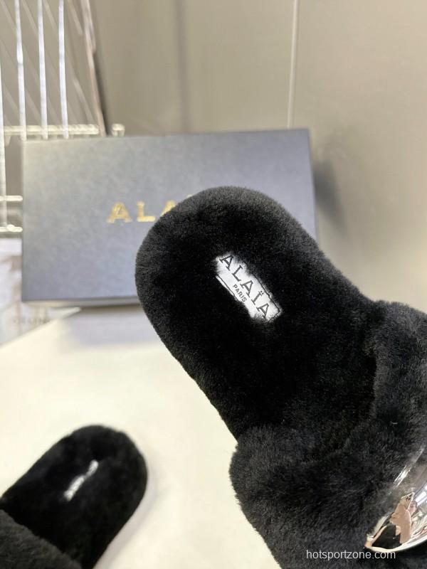 Alaïa Fall/Winter 2025 Fur Slippers - KFY00230
